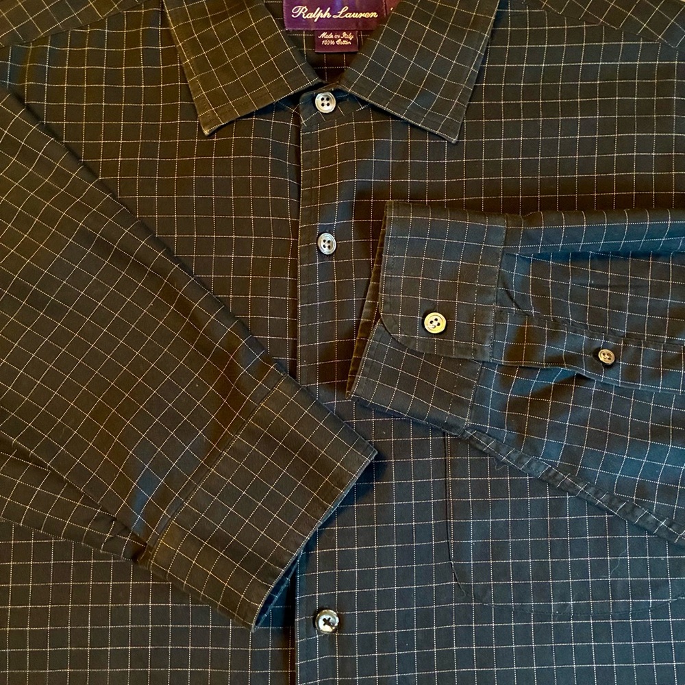 Ralph Lauren Purple Label Grid Pattern Dress Shirt